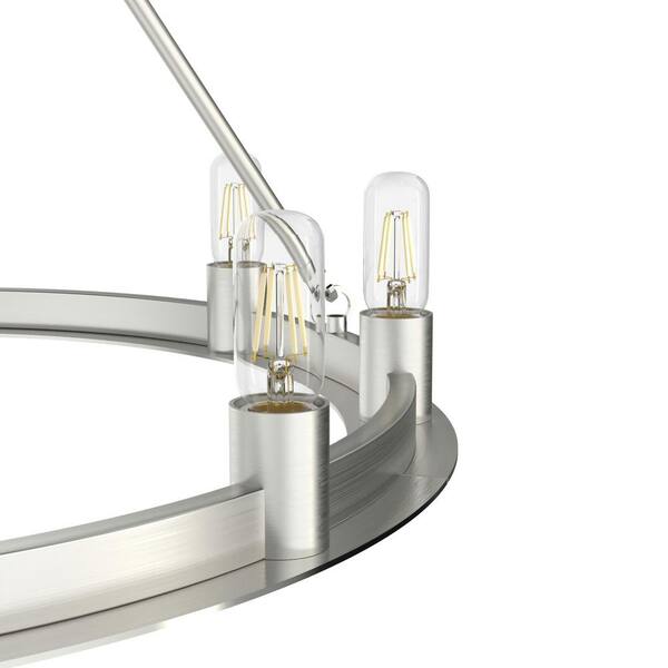 Hunter Saddlewood 9-Light Brushed Nickel Transitional Led Bare Bulb Chandelier