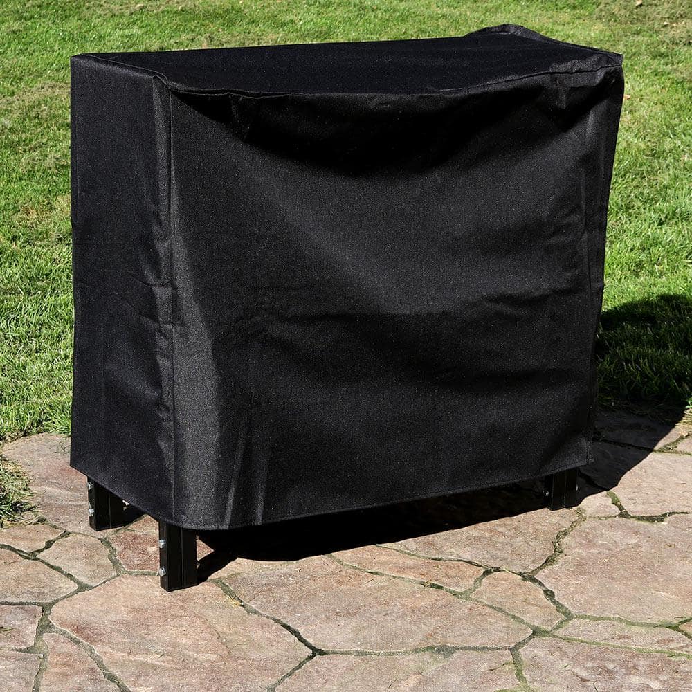 Black Steel Indoor/Outdoor Firewood Log Rack with Protective Cover