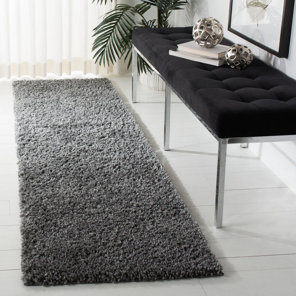 August Shag Grey 2 ft. x 10 ft. Solid Runner Rug