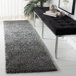 August Shag Grey 2 ft. x 6 ft. Solid Runner Rug