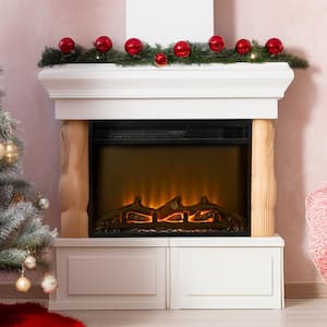 24 in. Electric Fireplace Insert in Black with Remote Control and Temperature Adjustment Set