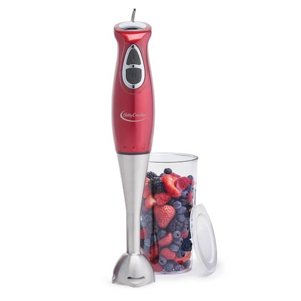 OVENTE Electric Immersion Hand Blender, 2 Mixing Speed with Stainless Steel  Blades, New- Red HS560R