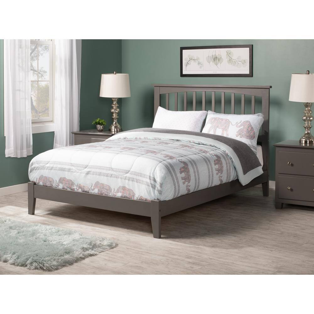 Mission Full Size Gray Wood Bed with Headboard and Slats
