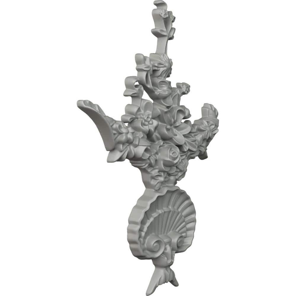 White Primed Polyurethane Floral Crown Moulding Applique