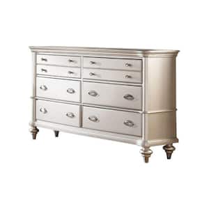 18 in. Silver 6-Drawer Wooden Dresser Without Mirror