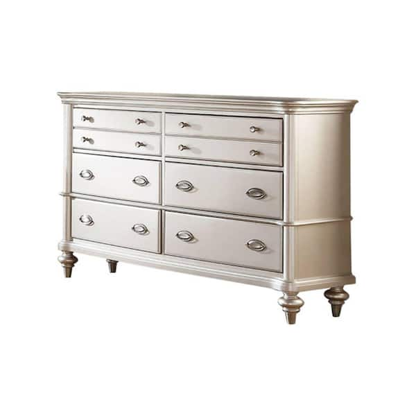 Benjara 18 in. Silver 6-Drawer Wooden Dresser Without Mirror BM299015 ...