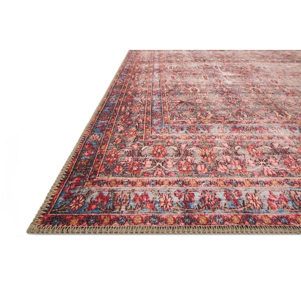 Loren Eggplant/Crimson 5 ft. x 7 ft. 6 in. Distressed Bohemian Printed Area Rug