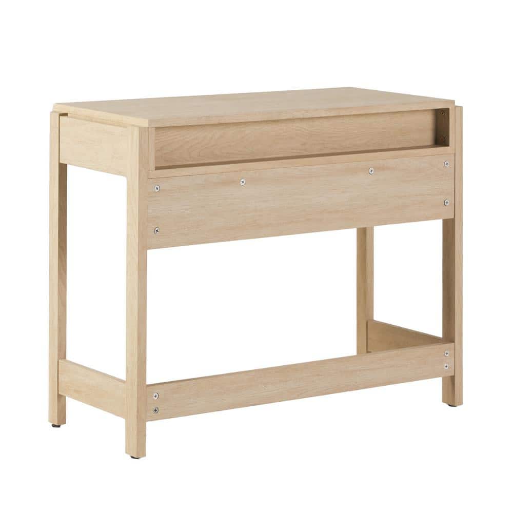 Modern 38 in. Rectangular Coastal Oak Wood 1-Drawer Desk with Reeded Drawer Front - Thumbnail 5