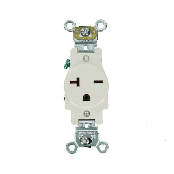 20 Amp 125 V NEMA 6-20R Industrial Grade Single Outlet/Receptacle, White (1-Pack) 5461-W