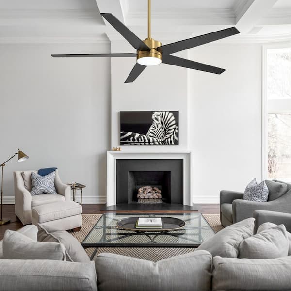 Barnn 65 in. Black Ceiling Fan with 5 Plywood Blades, 6-Speed DC Motor, 3-Color Light, Remote with Memory Function