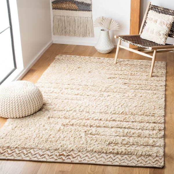 Natura 10 ft. x 14 ft. Beige/Natural Chevron Flokati Area Rug