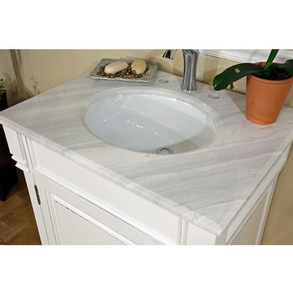Olivia 30 in. W x 35-1/2 in. H Single Vanity in White with Marble Vanity Top in White