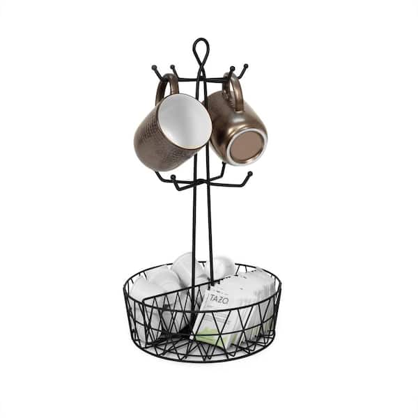 FANGSUN Large Coffee Mug Holder Stand Countertop, Tree Rack for 14 Mugs, 2  Tier Counter Display Storage, Metal Wire Tea Cup Holder for Coffee Station