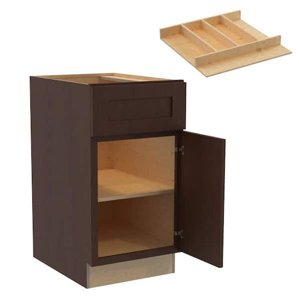Home Decorators Collection Newport 18 in. W x 24 in. D x 34.5 in. H Assembled Plywood Base Kitchen Cabinet in Manganite with Utility Soft Close RH