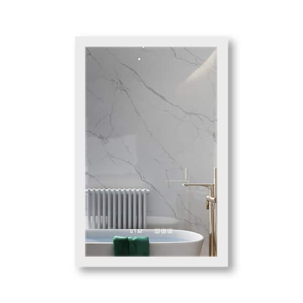 JimsMaison 24 in. W x 36 in. H Rectangular Frameless Anti-Fog Adjustable Dimmable Wall-Mounted Bathroom Vanity Mirror