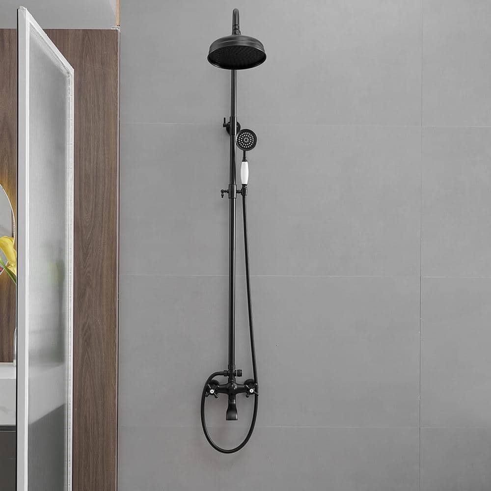 Matte Black Adjustable Height Dual Shower Head System