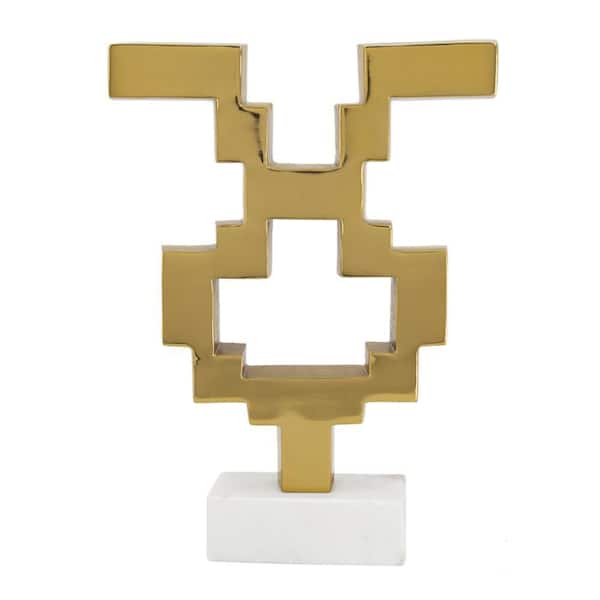 A & B Home Gold, White Aluminum, Marble Sculpture