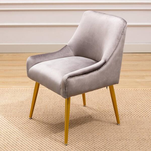 aisword Grey Modern Velvet Wide Accent Chair Side Chair with Swoop