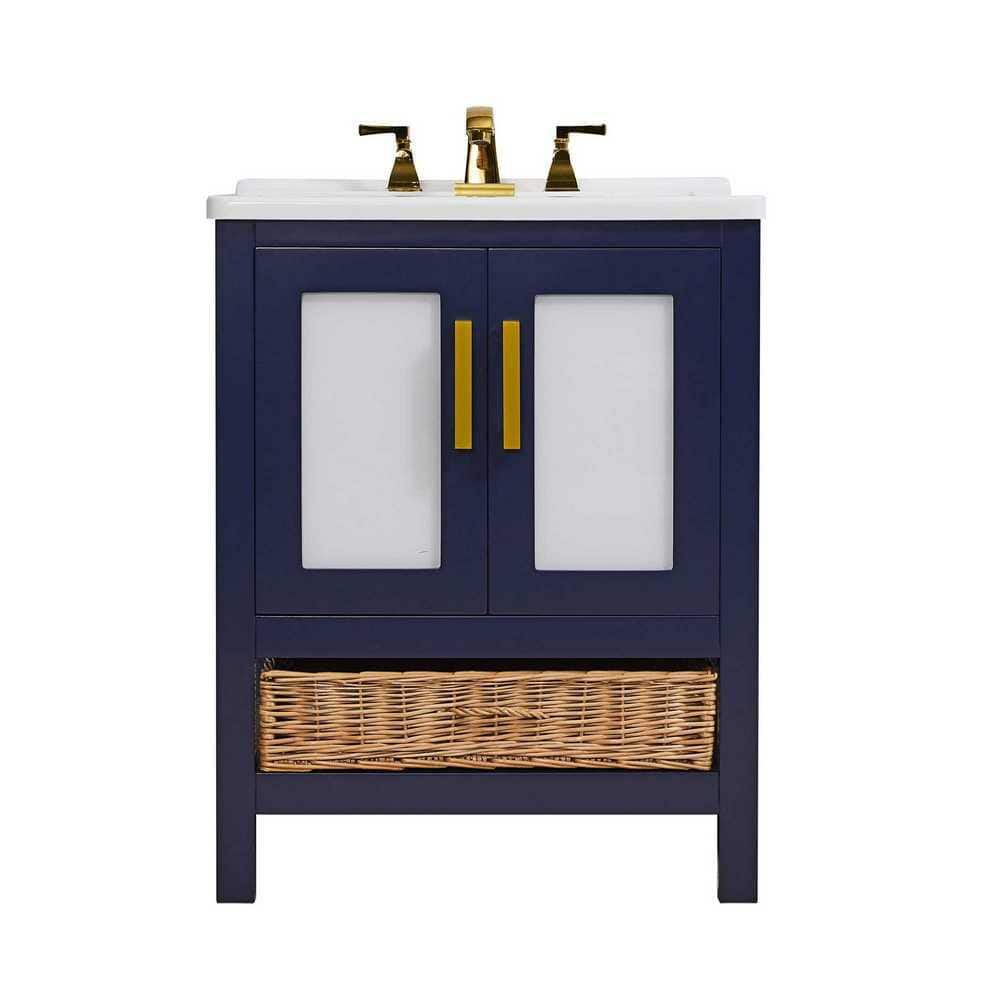 Rhodes 27 in. x 34 in. Dark Blue Engineered Wood Laundry Sink with a Basket
