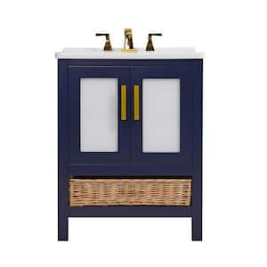 Stufurhome Rhodes 27 in. x 34 in. Dark Blue Engineered Wood Laundry Sink with a Basket Included