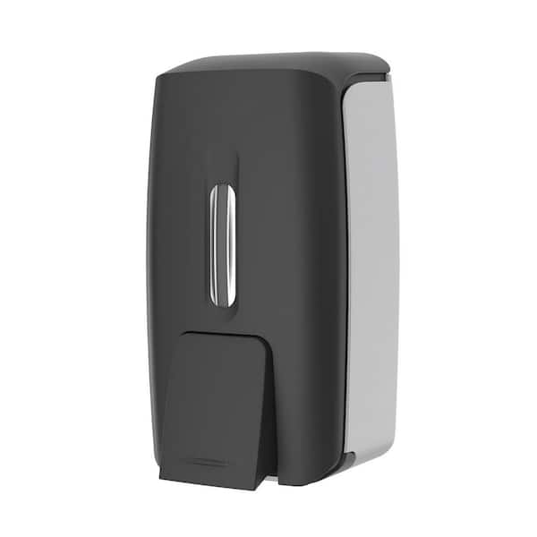9 in. L x 4 in. W x 4 in. H Wall Mount Adhesive Commercial Soap Dispenser, Hand Sanitizer Dispenser for Bathroom, Black