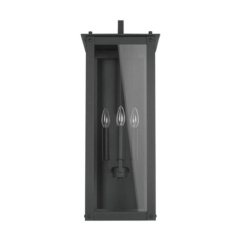 Hunt 29 in. 4-Light Black Outdoor Hardwired Wall Lantern with Clear Glass and No Bulbs Included price history on PriceWatchPro