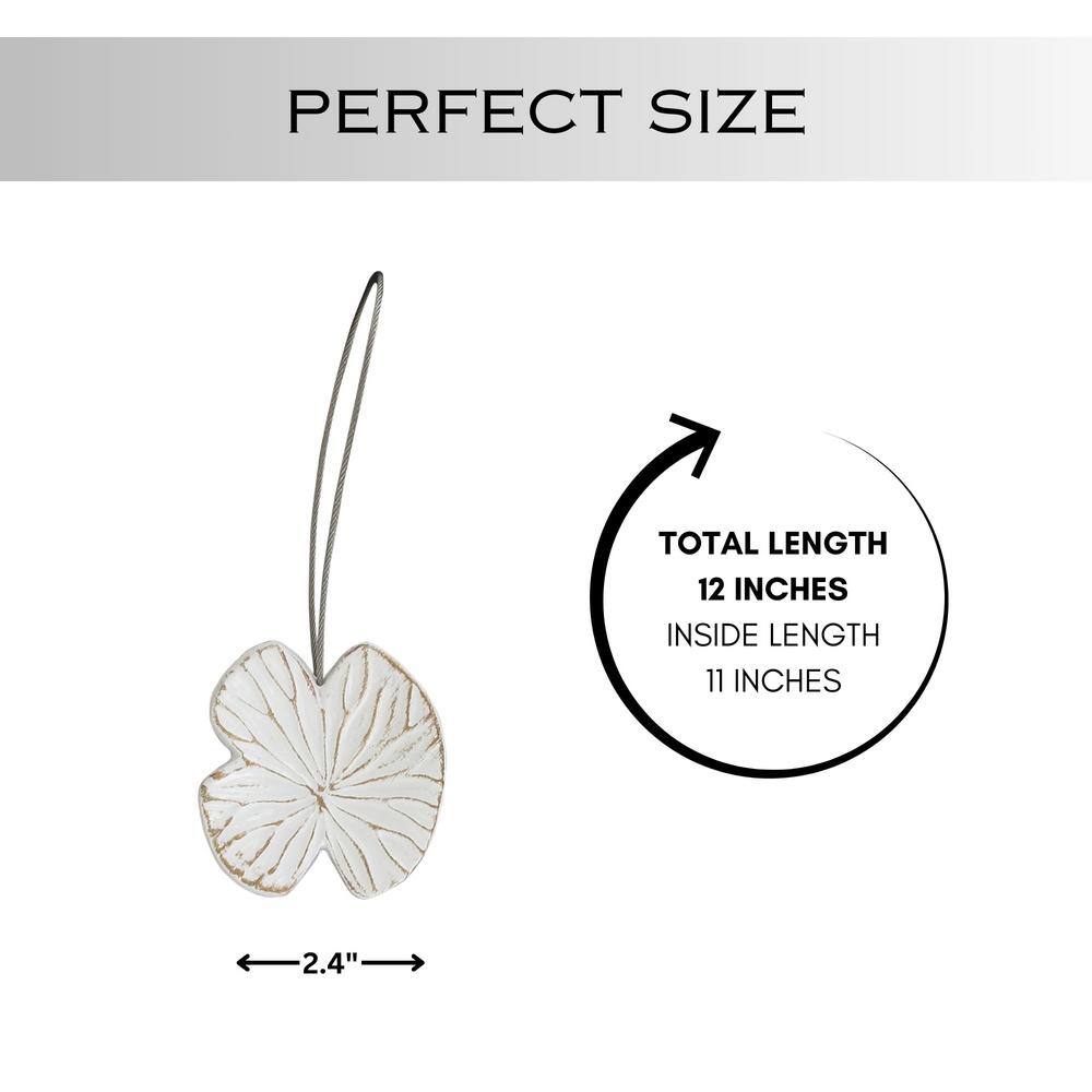 White and Gold Resin Water Lily Curtain Tiebacks, Set of 2