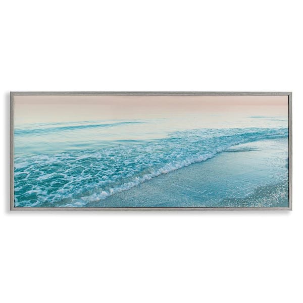 Stupell Industries Luminous Sunset over Beach by Mary Lou Johnson Gray Framed Nature Giclee Art Print 13 in. x 30 in.