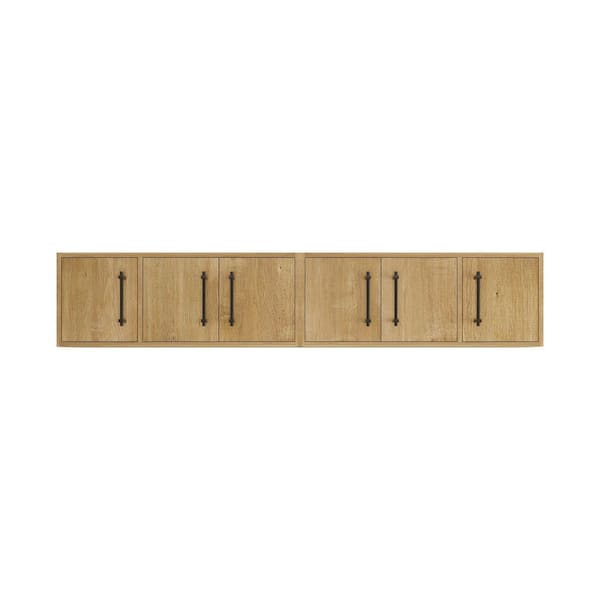 Victoria 71.2 in. W x 11.8 in. D x 13.78 in. H Brown Plywood Wall Overhead Floating Linen Cabinet in Oak
