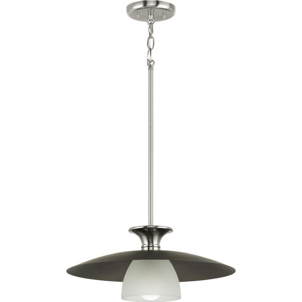 Trimble Brushed Nickel and Glass Dome Pendant Light