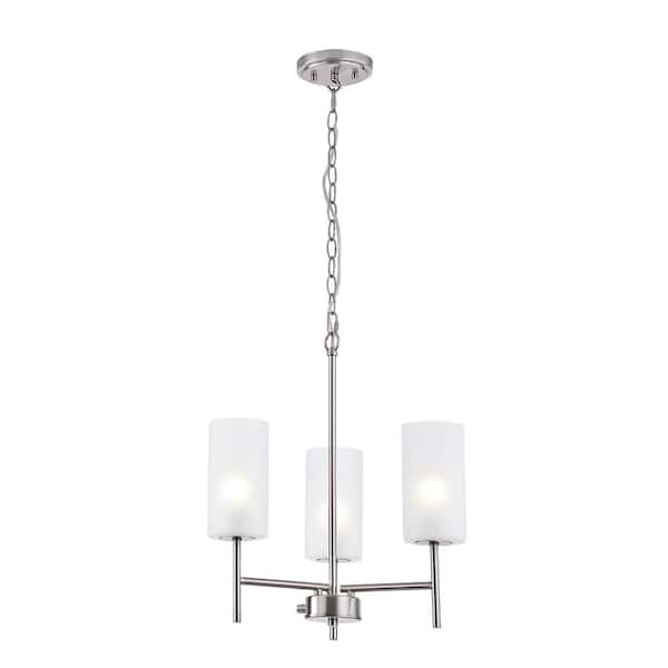 Home Decorators Collection Florabelle 3-Lights Chandelier modern brushed nickel finish with glass shades