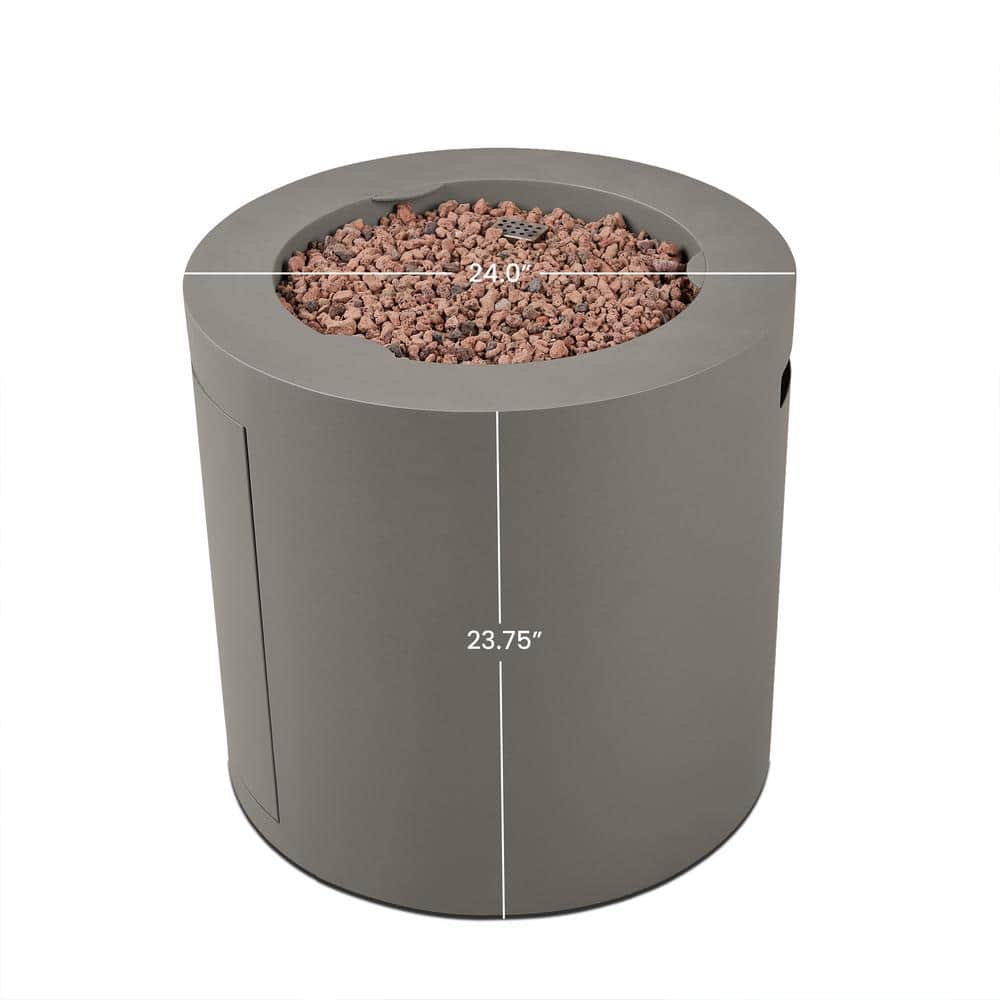 Aegean 24" Round Mist Gray Steel Propane Fire Pit Table