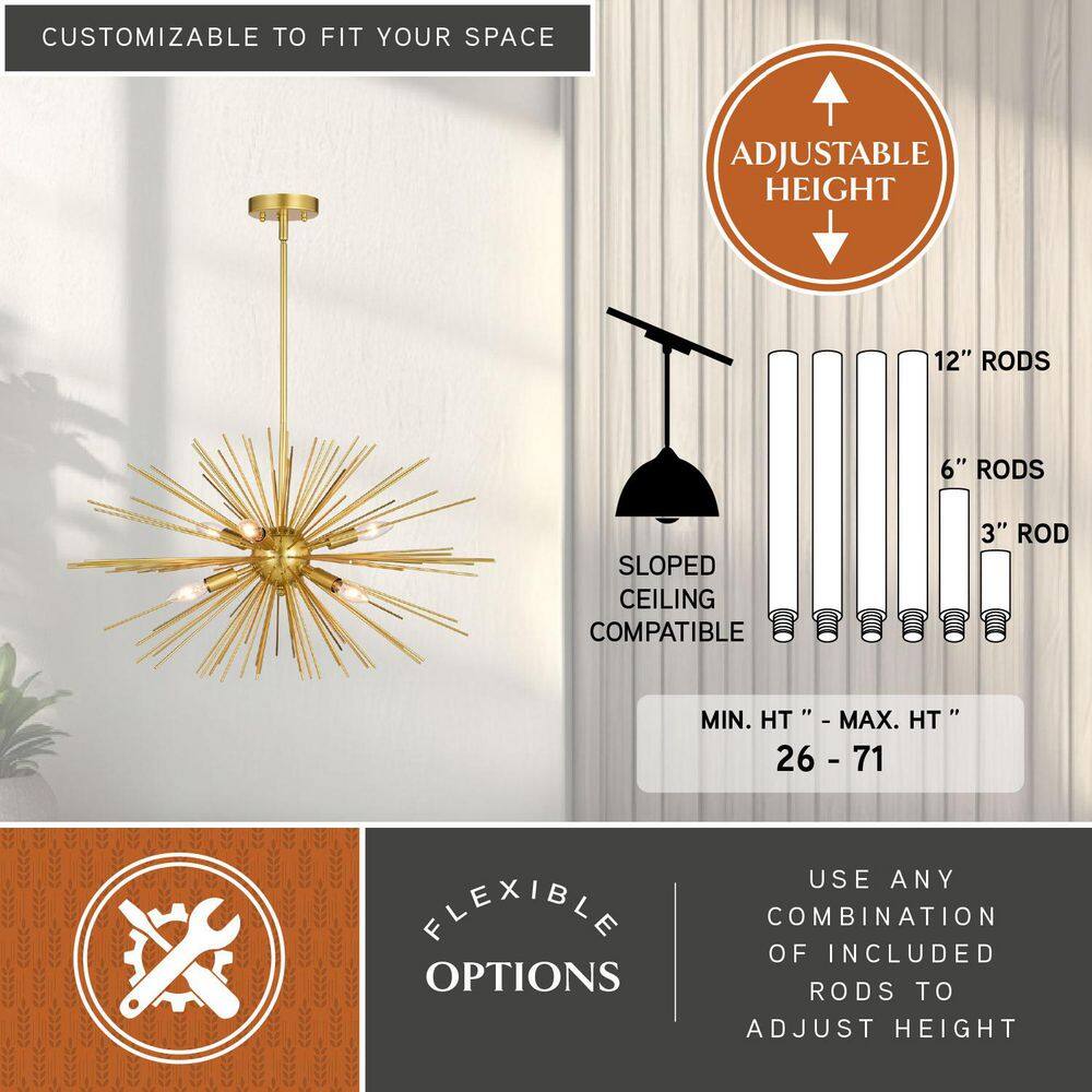 Elegant Gold 28" Glass Pendant Light for Modern Spaces