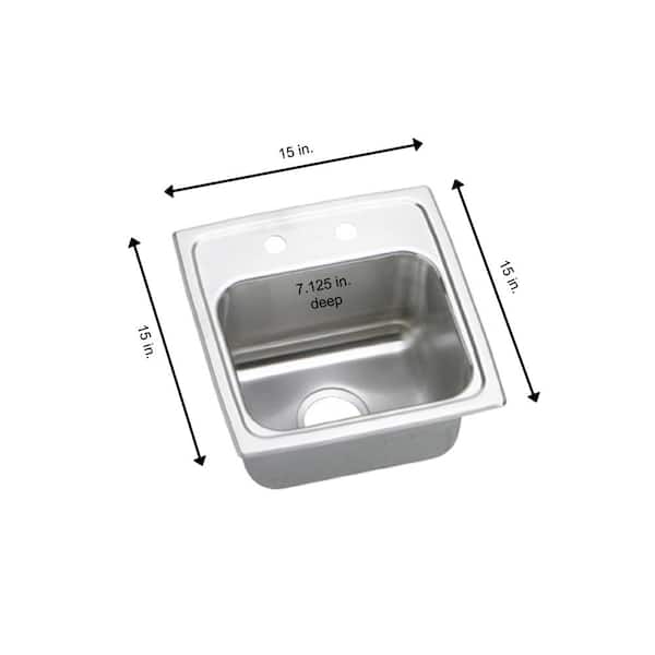 Lustertone Classic 15 in. Drop-in Single Bowl 18-Gauge Stainless Steel Bar Sink Only