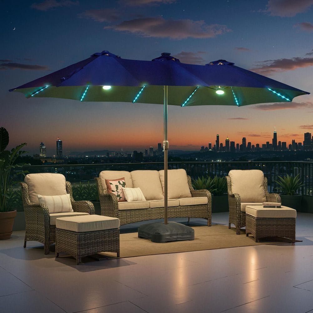 city furniture patio umbrella weaxty W Wisteria B 15 ft. Market Solar Color LED Light Patio Umbrella with  Base in Blue QUM-MIMAX300