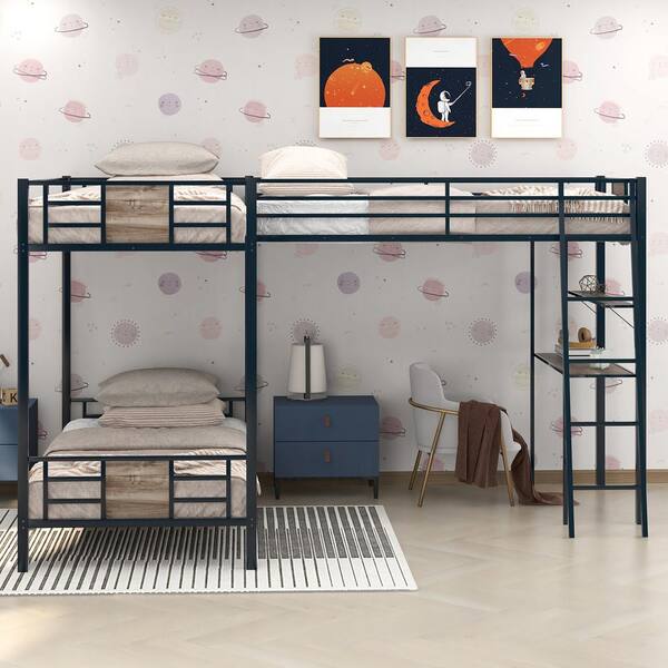 Twin Bunk Bed With Size Loft, L Shaped Twin Over Bunk Beds