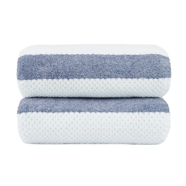 Blue Waffle Ultra Soft Polyester Fleece Bath Towel (Set of 2)