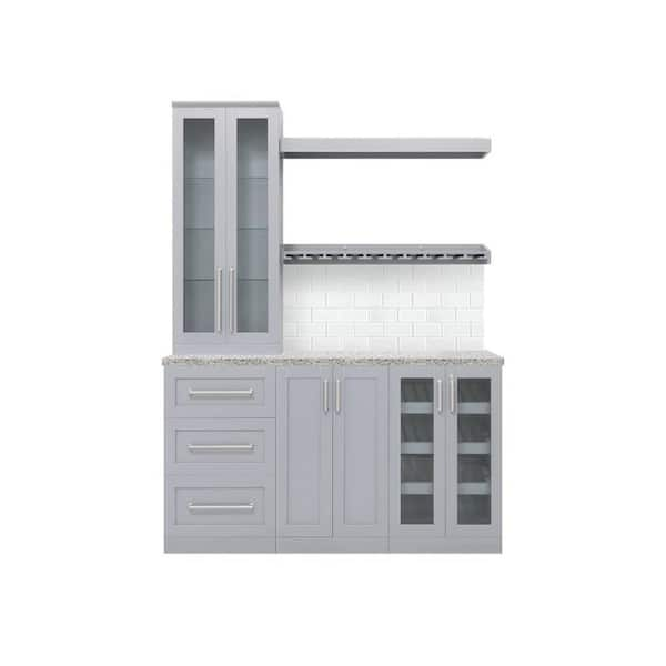 NewAge Products Home Bar Gray Cabinet Set (7-Piece) 62604 - The Home Depot