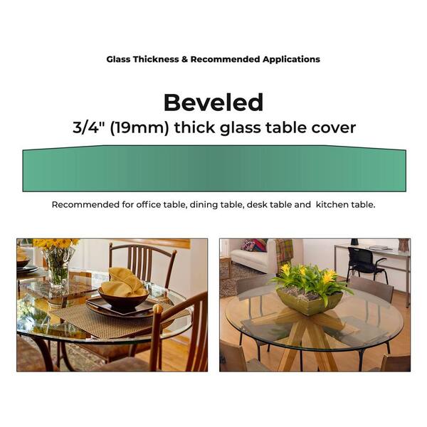 Fab Glass and Mirror 24 in. Clear Round Glass Table Top 3 4 in. Thickness Tempered Beveled Edge Polished 24RT19THBEAN The Home Depot