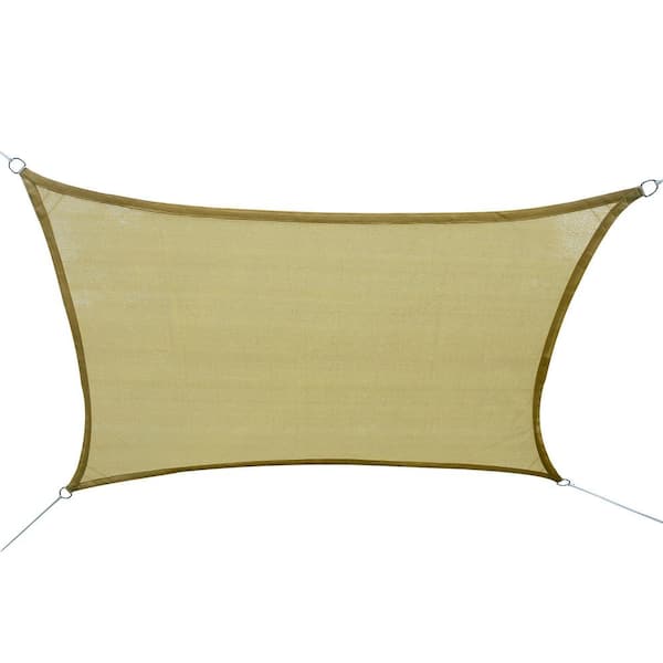 Outsunny 16 ft. x 20 ft. Sand Rectangle Outdoor Patio Sun Sail Shade Canopy