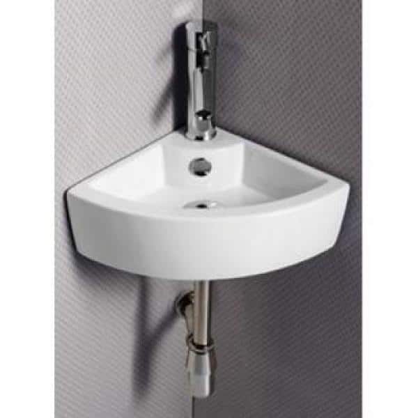 Elanti - Wall-Mounted Corner Bathroom Sink in White