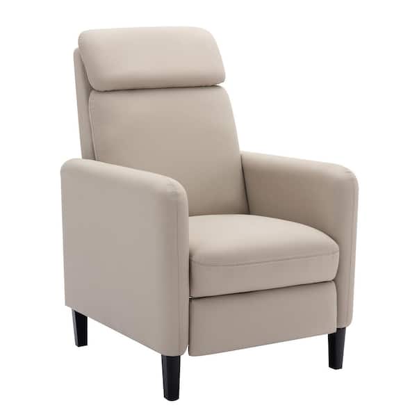 Merax Beige Modern Home Theater Faux Leather 90°-160° Adjustable Recliner Chair Living Room, Bedroom