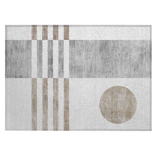 Addison Rugs Chantille Machine Washable Indoor/Outdoor Abstract ACN2131 Ivory 1 ft. 8 in. x 2 ft. 6 in. Accent Rug