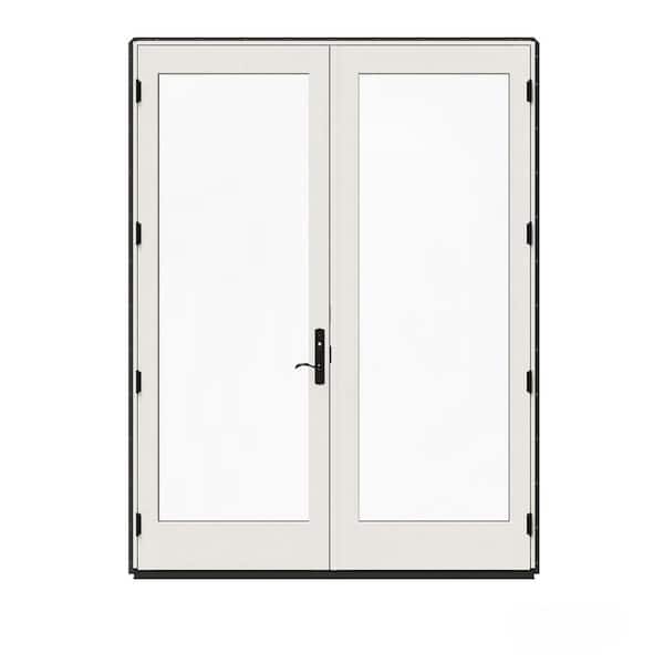 JELD-WEN 72 in. x 96 in. W-5500 Contemporary Bronze Clad Wood Right-Hand Full Lite French Patio Door w/White Paint Interior