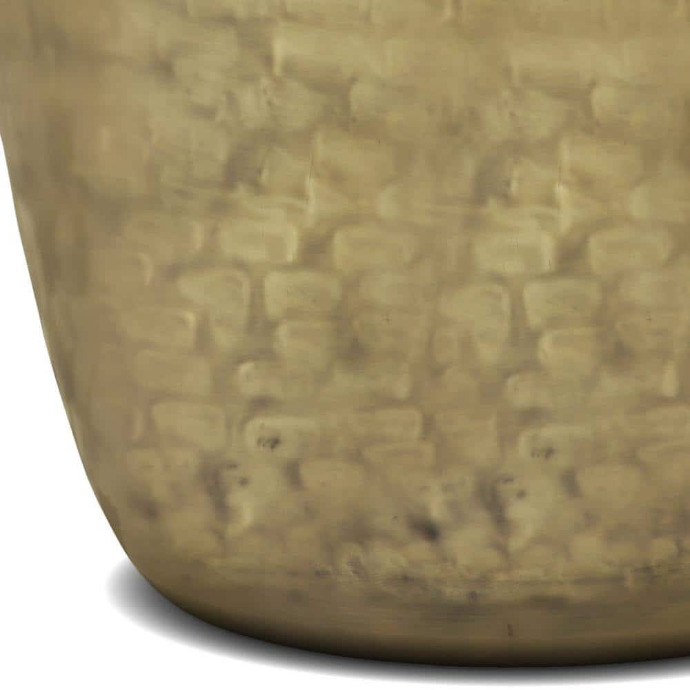 Antique Gold 20" Round Metal Drum Side Table