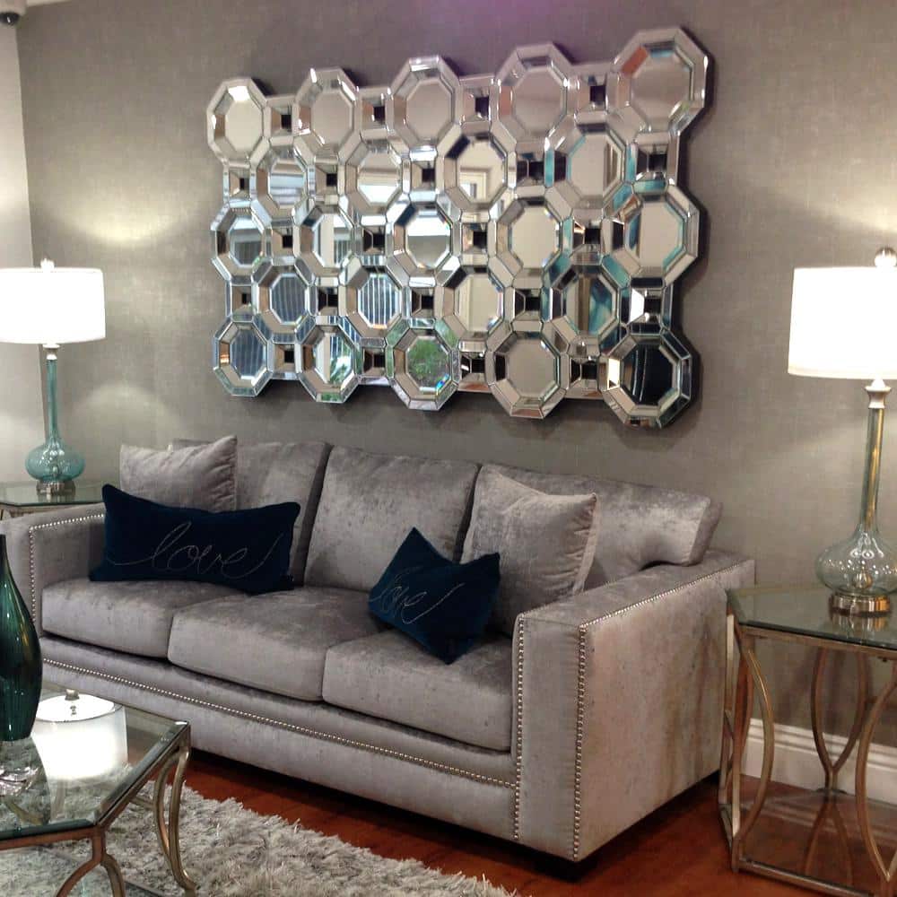 Elegant 75'' Beveled Wood Frame Mosaic Mirror
