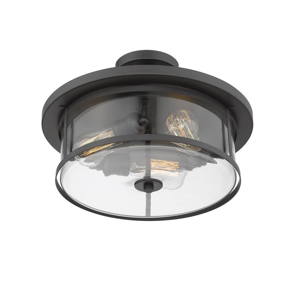 Savannah Bronze and Glass 3-Light Semi-Flush Mount Ceiling Fixture