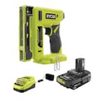 ONE+ 18V Cordless Compression Drive 3/8 in. Crown Stapler Kit with 2.0 Ah Battery and Charger