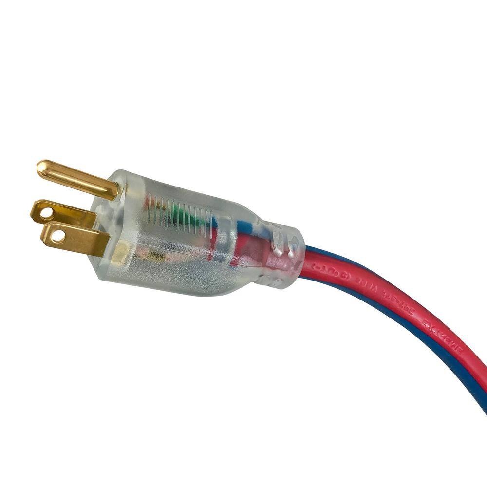50 ft Blue and Red Cold Weather Extension Cord with Lighted Plug