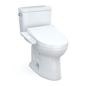 Drake 2-Piece 1.28 GPF Single Flush Elongated Comfort Height Toilet in Cotton White, KC2 Washlet Seat Included